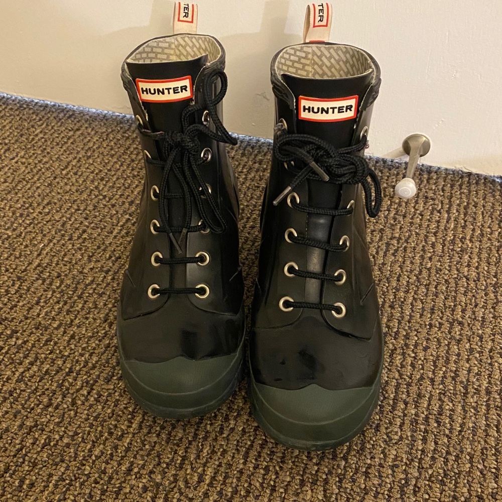 Hunter lace Up Navy Rain Boots